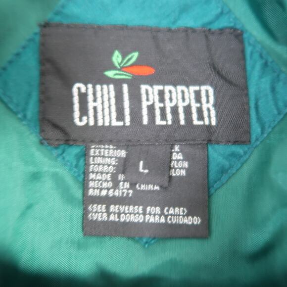 Vintage 90s Chili Pepper Teal Green Ruched Silk Track Suit Set L - Picture 6 of 7